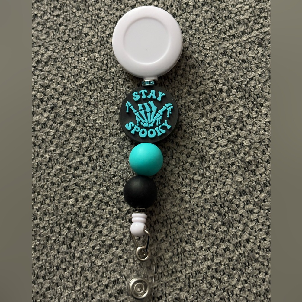Stay Spooky Badge Reel with Beads